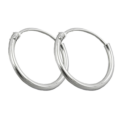 Creole 13mm Drahtcreole mit Steckverschluss gl?nzend Silber 925