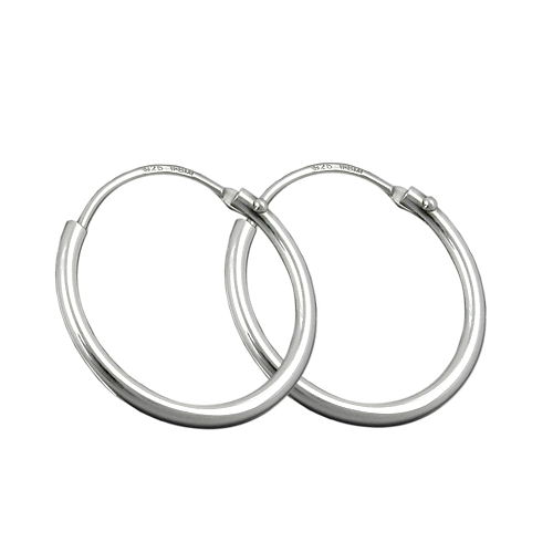 Creole 15mm Drahtcreole mit Steckverschluss gl?nzend Silber 925