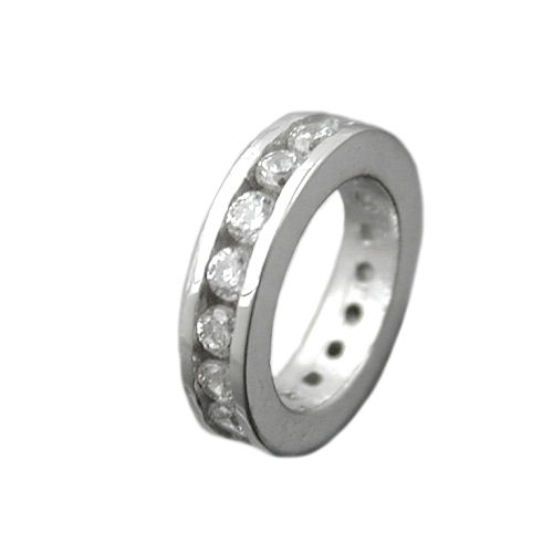 Anh?nger 10x2mm Taufring mit Zirkonias rhodiniert Silber 925