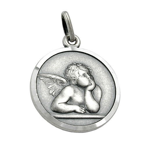 Anh?nger 18mm Engel antik geschw?rzt Silber 925