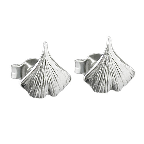 Stecker 9mm Ginkgoblatt gl?nzend Silber 925