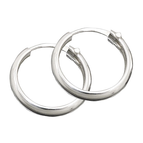 Creole 14mm Drahtcreole mit Steckverschluss gl?nzend Silber 925