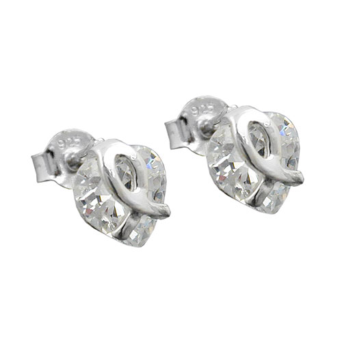 Stecker 7,5x7mm Herz aus Zirkonia Silber 925