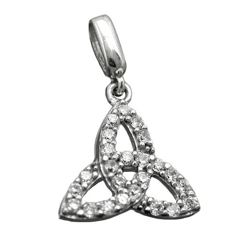 Anh?nger 10x11mm Dreieck mit Zirkonias rhodiniert Silber 925