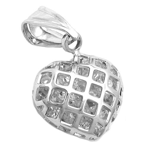 Anh?nger 13,5x12mm Herz mit Zirkonias gef?llt Silber 925