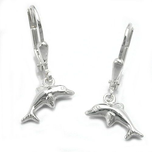 Ohrbrisur Ohrh?nger Ohrringe 25x7mm Delfin rechts-links gl?nzend Silber 925