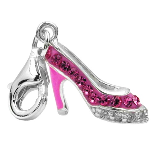Anh?nger 11x14x6mm Charm Damenschuh pink rosa Silber 925