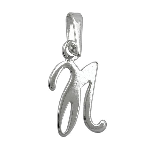 Anh?nger 13x10mm Buchstabe N gl?nzend Silber 925