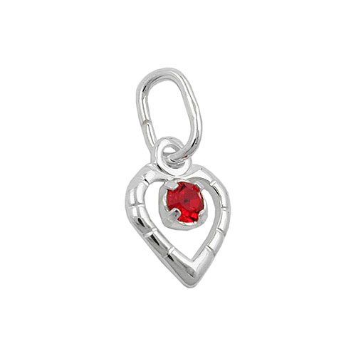 Anh?nger 8x6mm Herz mit Glasstein rot Silber 925