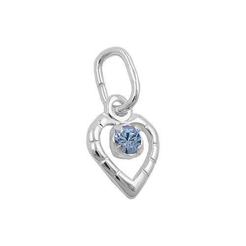 Anh?nger 8x6mm Herz mit Glasstein hellblau Silber 925