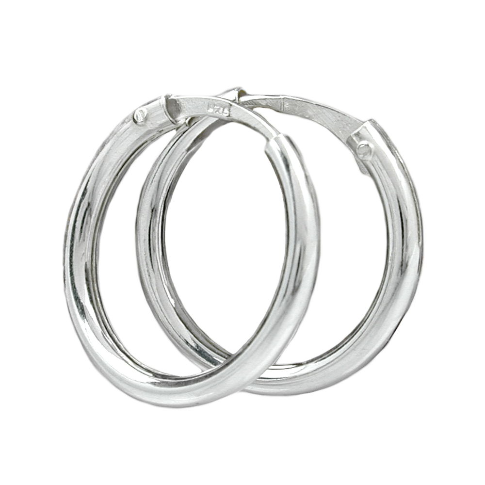 Creole 14mm Drahtcreole mit Steckverschluss gl?nzend Silber 925