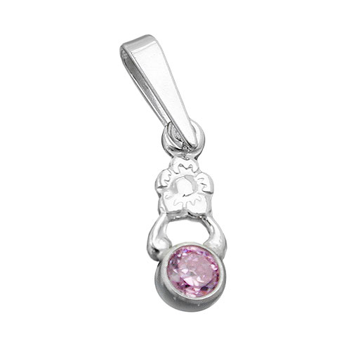 Anh?nger 12x4,5mm Blume Zirkonia pink Silber 925