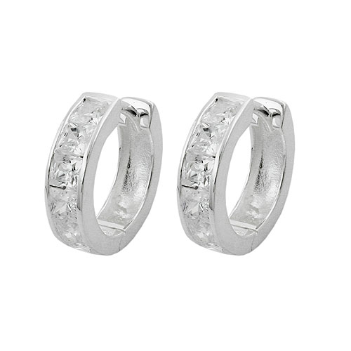 Creole 13x3,5mm Klappscharnier Zirkonia wei? Silber 925