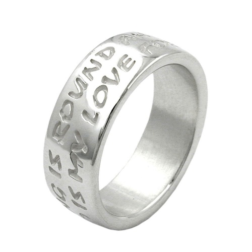 Ring 8mm mit Prägung LOVE HAS NO END Silber 925 Ringgröße 64