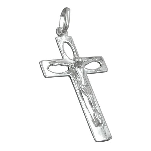Anh?nger 29x17mm Kreuz mit Jesus durchbrochen gl?nzend Silber 925