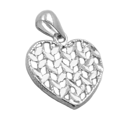 Anh?nger 15x15mm Herz gl?nzend diamantiert Silber 925