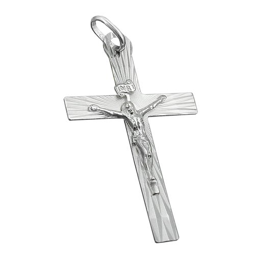 Anh?nger 34x21mm Kreuz mit Jesus gl?nzend Silber 925