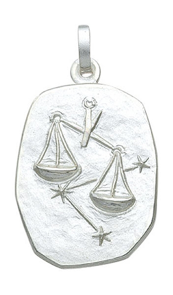 Anh?nger Sternzeichen Waage Relief 18x23mm Silber 925