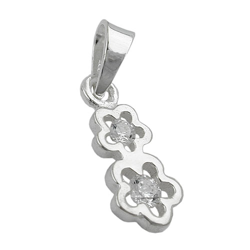 Anh?nger 12x5mm 2 Bl?ten mit Zirkonia Silber 925