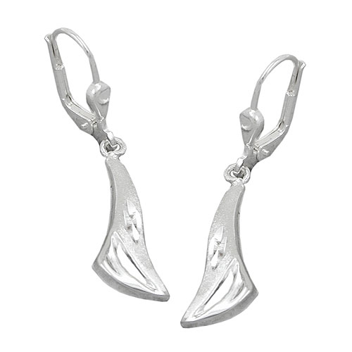 Ohrbrisur Ohrhänger Ohrringe 35x9mm matt-glänzend diamantiert Silber 925