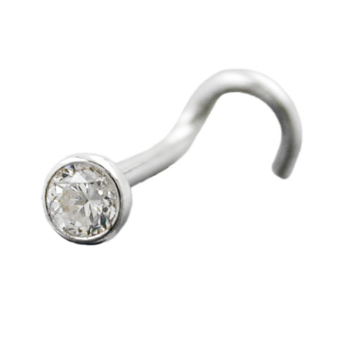 Nasenstecker 3mm Zirkonia wei? mit Spirale Silber 925