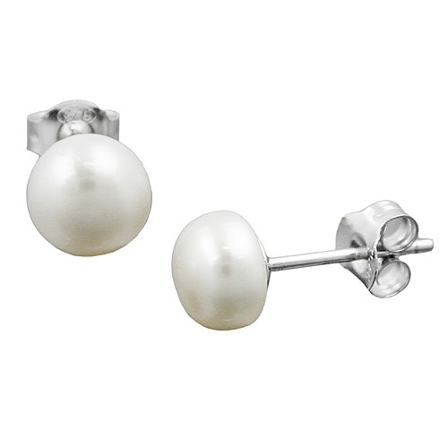 Stecker ca.7mm S??wasserperle rhodiniert Silber 925