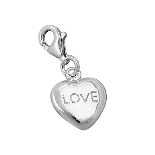 Anh?nger 13x11mm Charm Herz LOVE gl?nzend rhodiniert Silber 925