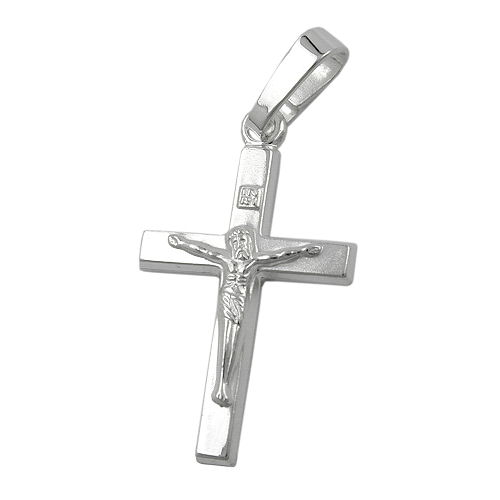 Anh?nger 17x11mm Kreuz mit Jesus gl?nzend Silber 925