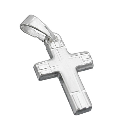 Anh?nger 15x10mm Kreuz matt-diamantiert Silber 925