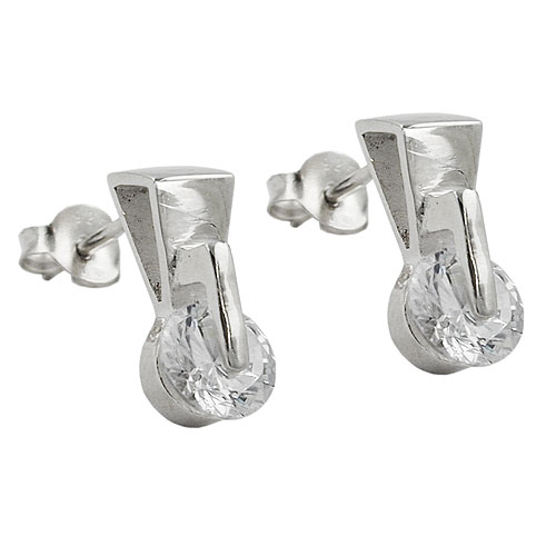 Stecker 13x6mm Dreieck mit Zirkonia Silber 925