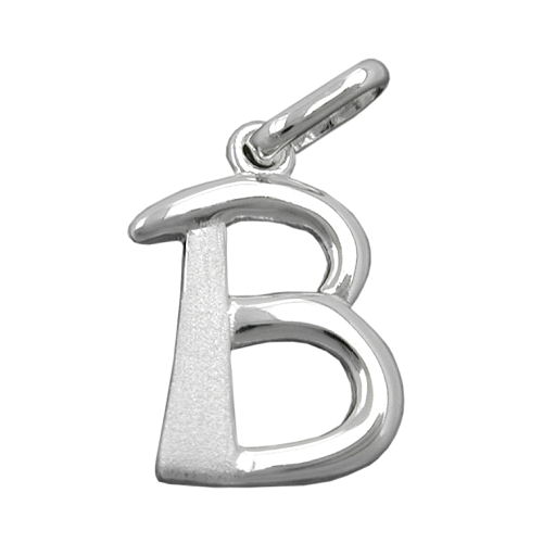 Anh?nger 15x10mm Buchstabe B teilmattiert gl?nzend Silber 925