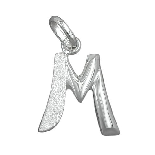 Anh?nger 15x13mm Buchstabe M teilmattiert gl?nzend Silber 925