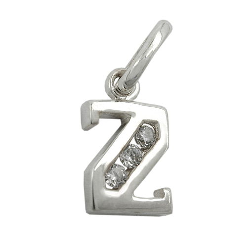Anh?nger 8x7mm Buchstabe Z gl?nzend mit Zirkonias Silber 925