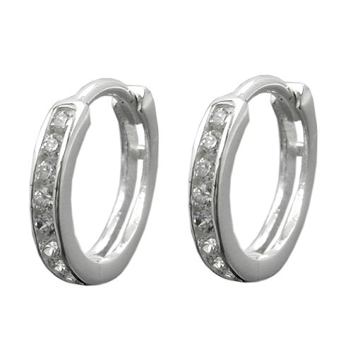 Creole 11x2mm Klappscharnier Zirkonia wei? Silber 925