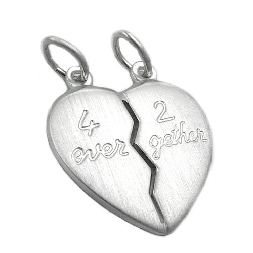 Anh?nger 21x19mm Doppelanh?nger Herz 4ever-2gether mattiert Silber 925