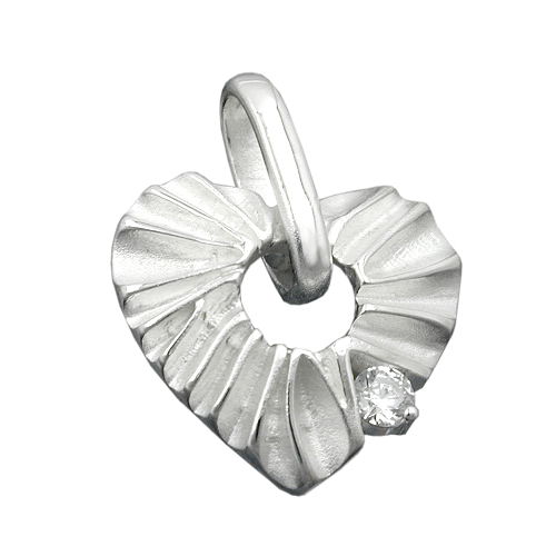 Anh?nger 17mm Herz mit Zirkonia matt-gl?nzend Silber 925