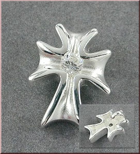 Anh?nger Kreuz matt gl?nzend Zirkonia 925 Silber