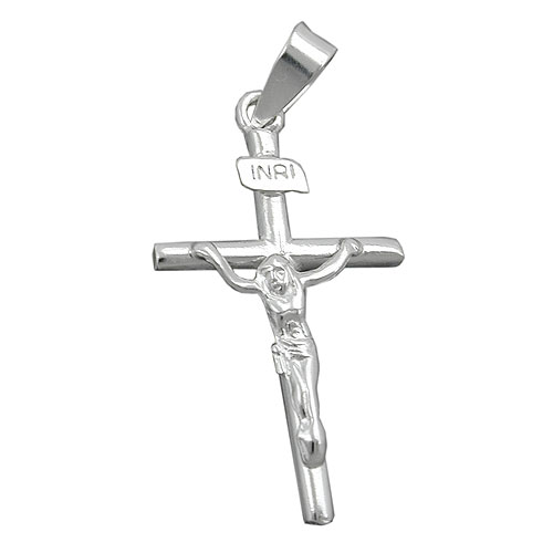 Anh?nger 23x13mm Kreuz mit Jesus gl?nzend Silber 925