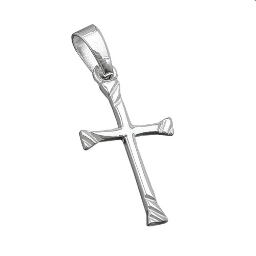 Anh?nger 21x13mm Kreuz mit Schr?gstreifen gl?nzend Silber 925
