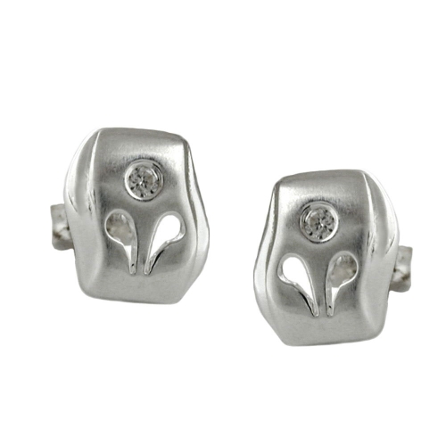 Stecker 9x8mm matt gl?nzend mit Zirkonia Silber 925