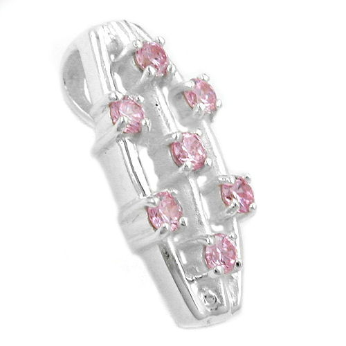 Anh?nger 21x9mm 7x Zirkonia pink Silber 925