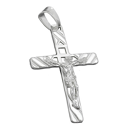 Anh?nger 35x22mm Kreuz mit Jesus gl?nzend Silber 925