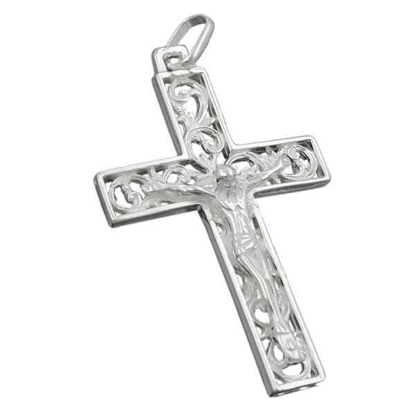 Anhänger 33x20cm Kreuz mit Jesus glänzend Silber, 925