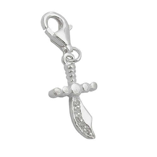 Anh?nger 19x10mm Charm Krumms?bel mit Zirkonias gl?nzend Silber 925