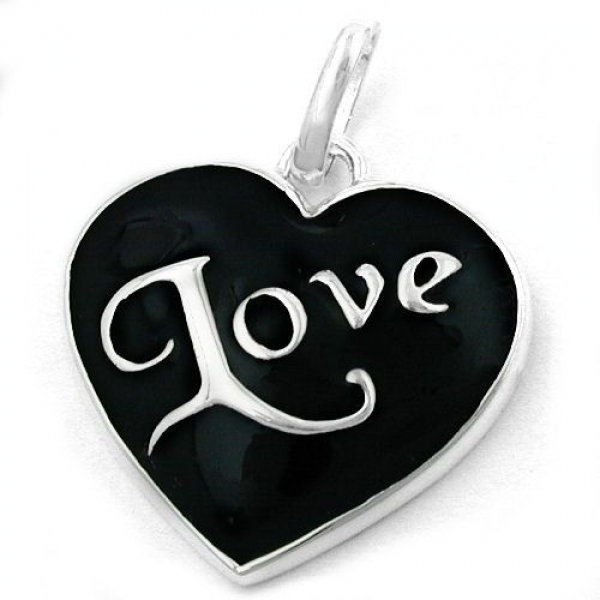 Anh?nger Herz schwarz LOVE Silber 925