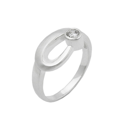 Ring 9mm Zirkonia gefasst matt-gl?nzend Silber 925 Ringgr??e 54