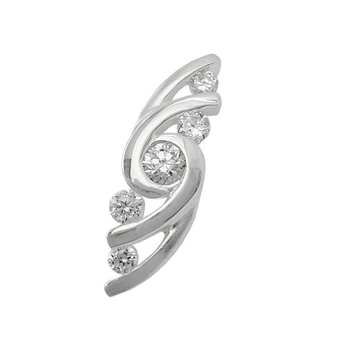 Anh?nger 22x7mm mit 5 Zirkonias gl?nzend Silber 925