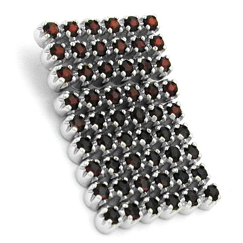 Anh?nger 38x25mm Glassteine dunkelrot gl?nzend rhodiniert Silber 925