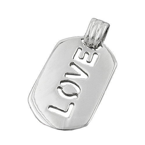 Anh?nger 24x15mm Platte mit Schriftzug - LOVE - gl?nzend Silber 925