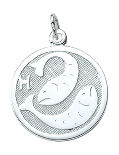 Anhänger Sternzeichen Fisch rund 16mm Silber 835